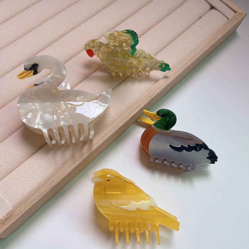 Wholesale Animal Acetate Colorful Bird Hair Clips